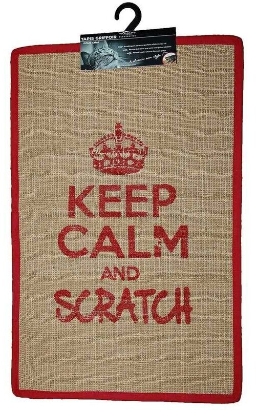 Wouapy Tapis griffoir Keep Calm and Scratch rectangulaire rouge