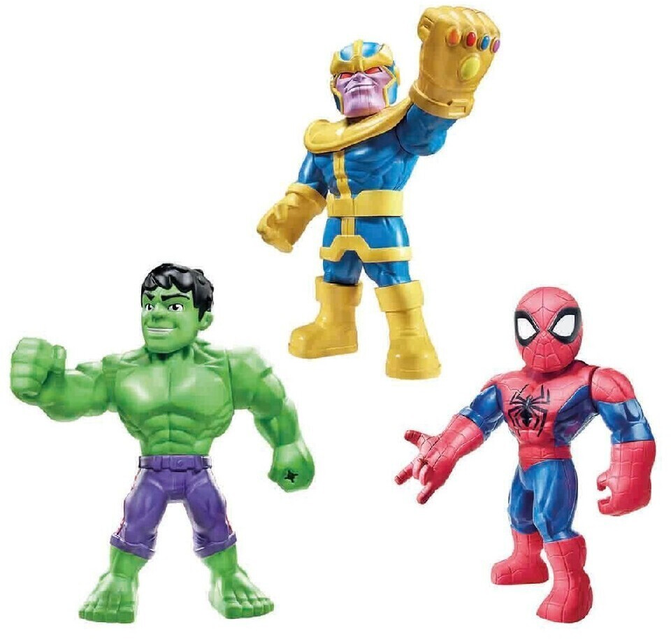 Hasbro Playskool Heroes Marvel Super Hero Adventures Mega Mighties 3 Pack Thanos/Spider-Man/Hulk
