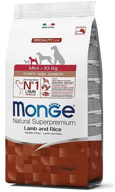 Monge Mini Puppy & Junior Rice & Lamb 2,5 kg