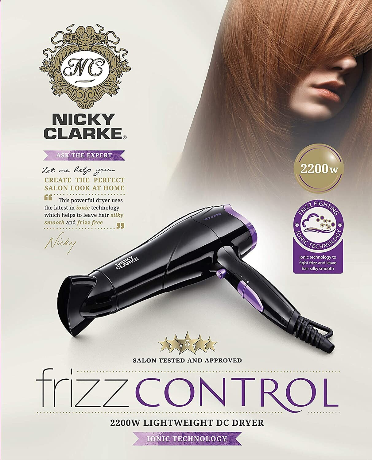 Buy Nicky Clarke Frizz Control Hair Dryer NHD177 from 29.99