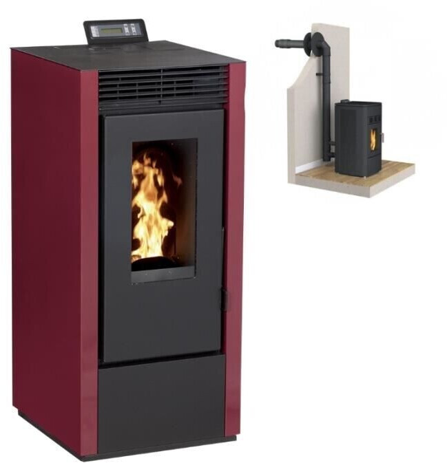 Interstoves Marina 14 kW étanche canalisable avec kit conduit sortie ventouse, bordeaux