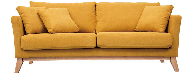Miliboo Oslo velours jaune moutarde