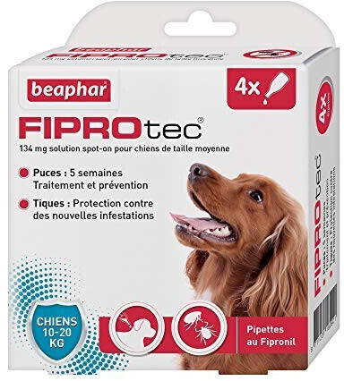 Beaphar Fiprotec chien moyen 10-20 kg 4 pipettes