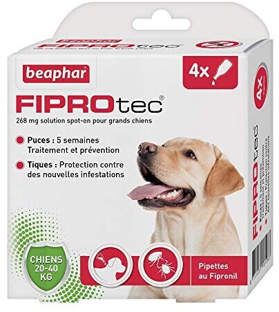 Beaphar Fiprotec chien grand 20-40 kg 4 pipettes