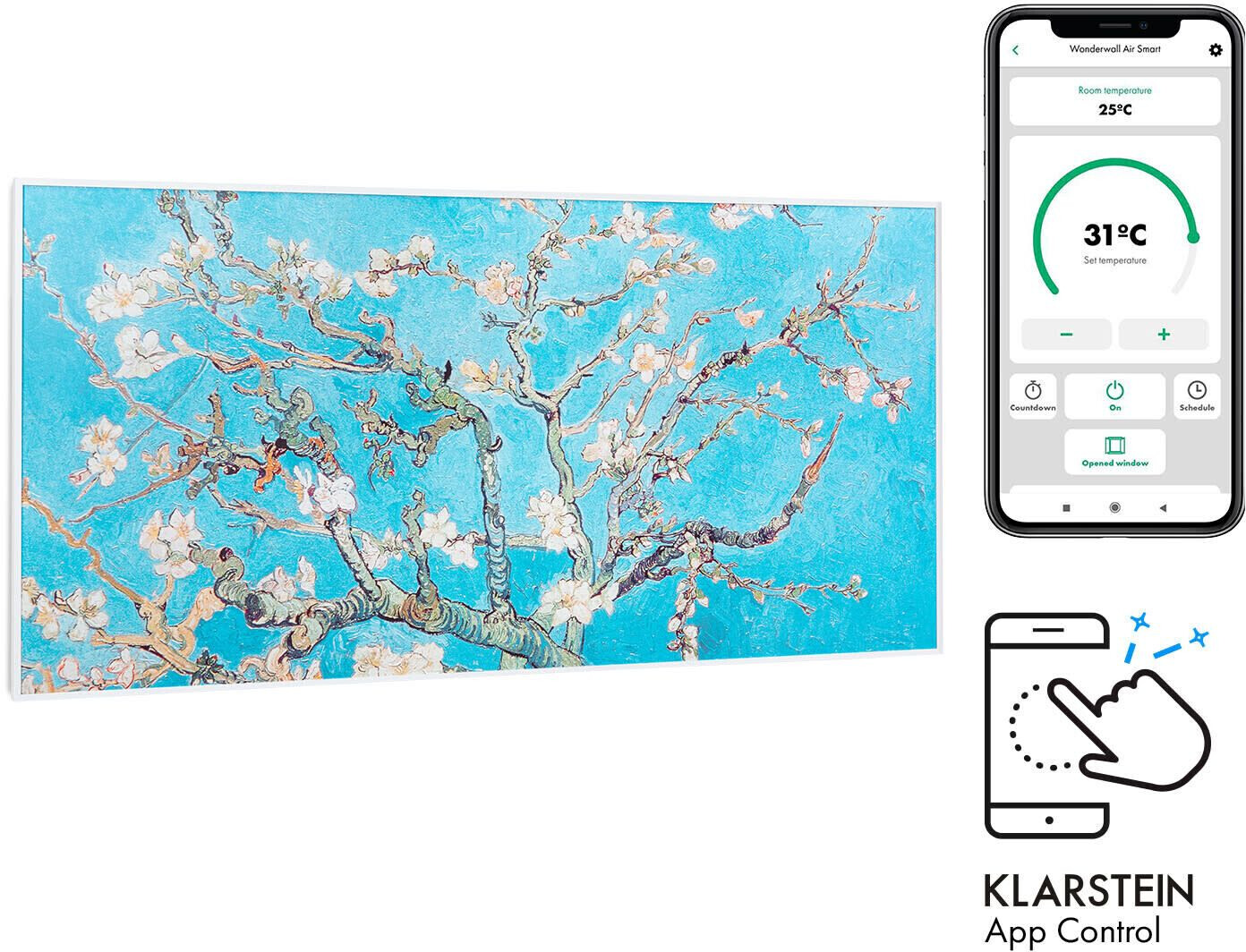 Klarstein Wonderwall Air Art Smart Fleurs d'amandier 120 x 60 cm