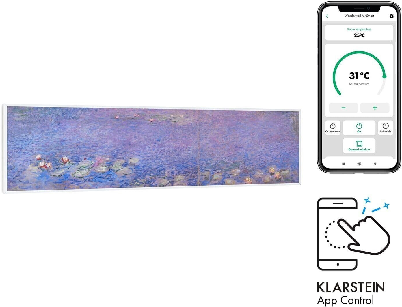 Klarstein Wonderwall Air Art Smart Nénuphars 120 x 30 cm