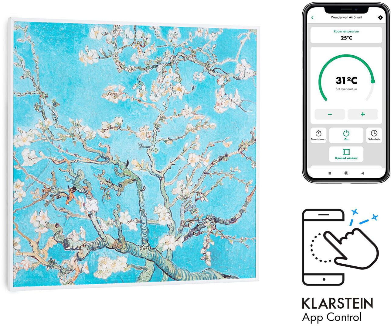 Klarstein Wonderwall Air Art Smart Fleur d'amandier 60 x 60 cm