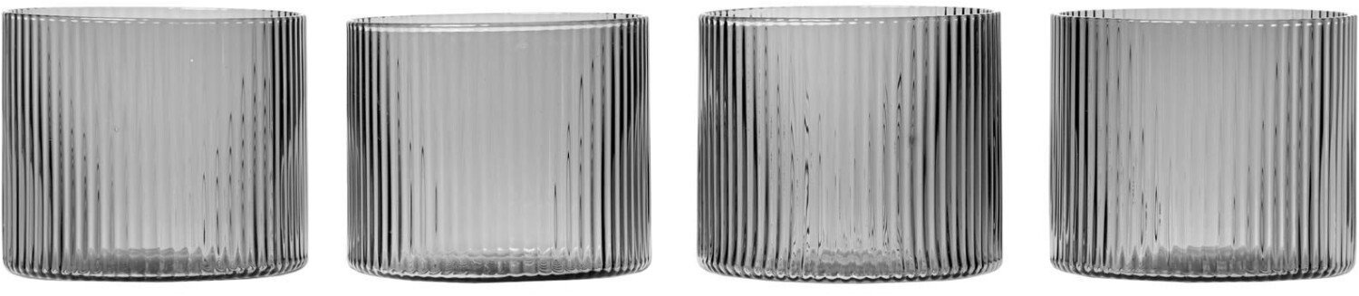 Ferm Living Ripple glass low 4-pack Smoked Gray