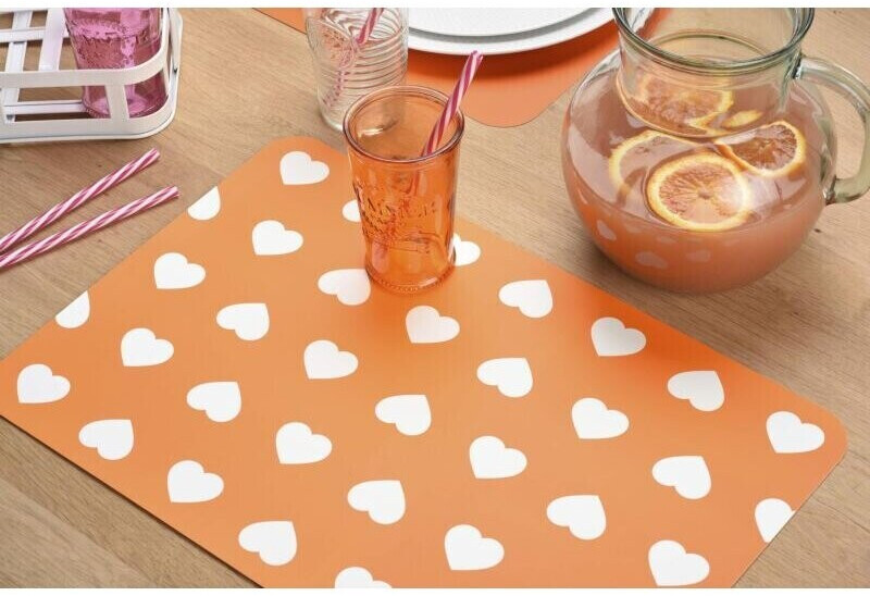 Venilia Placemat printed Hearts orange 45 x 30 cm