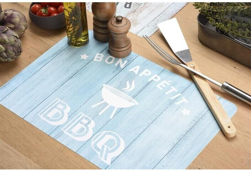 Venilia Placemat printed BBQ blue-white 45 x 30 cm