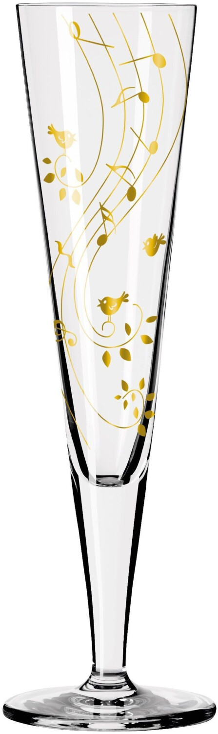 Ritzenhoff Champagne glass Goldnacht 205 ml crystal, crystal optics gold, black gold /