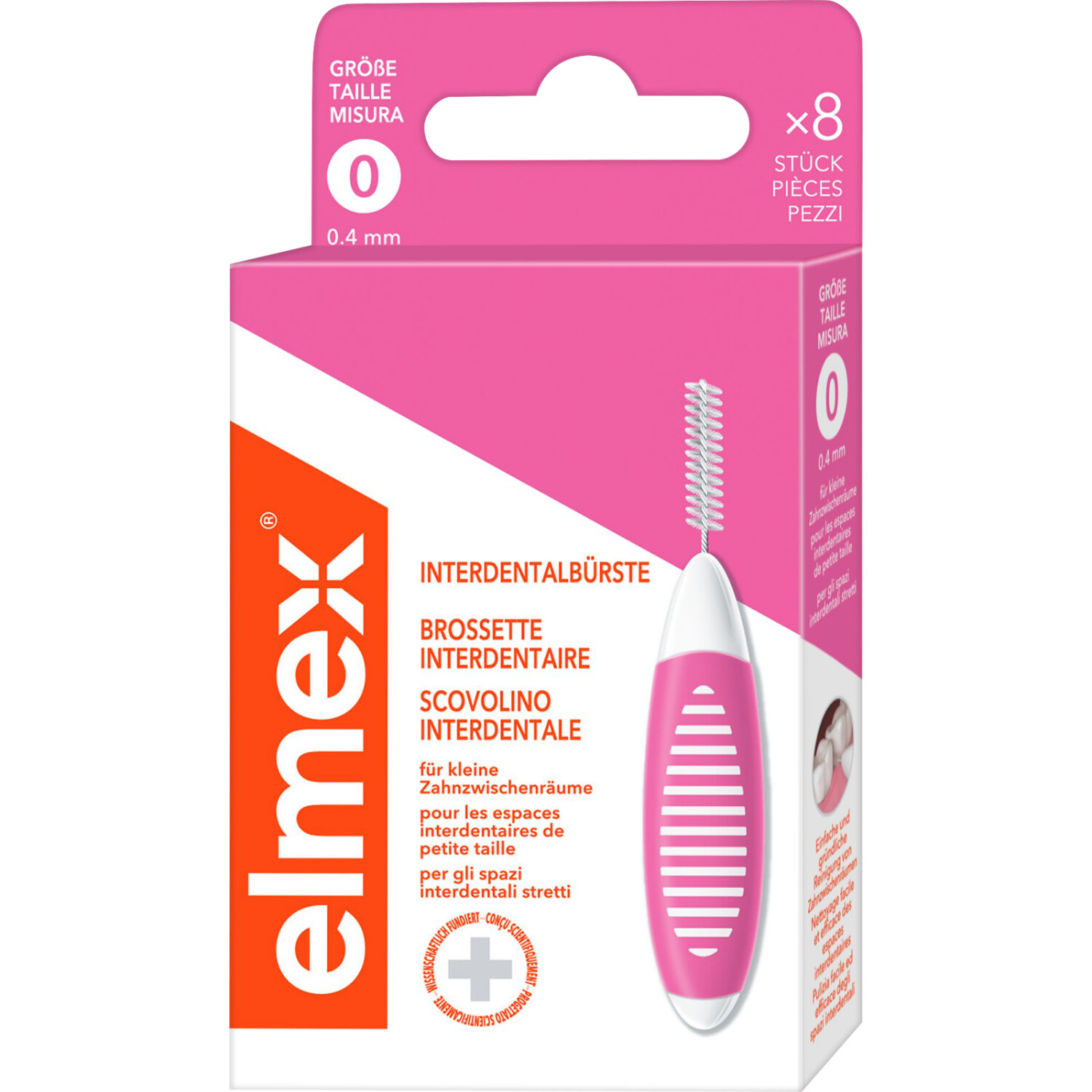 Elmex Interdental brushes size 0 0,4 mm pink (8 pcs)