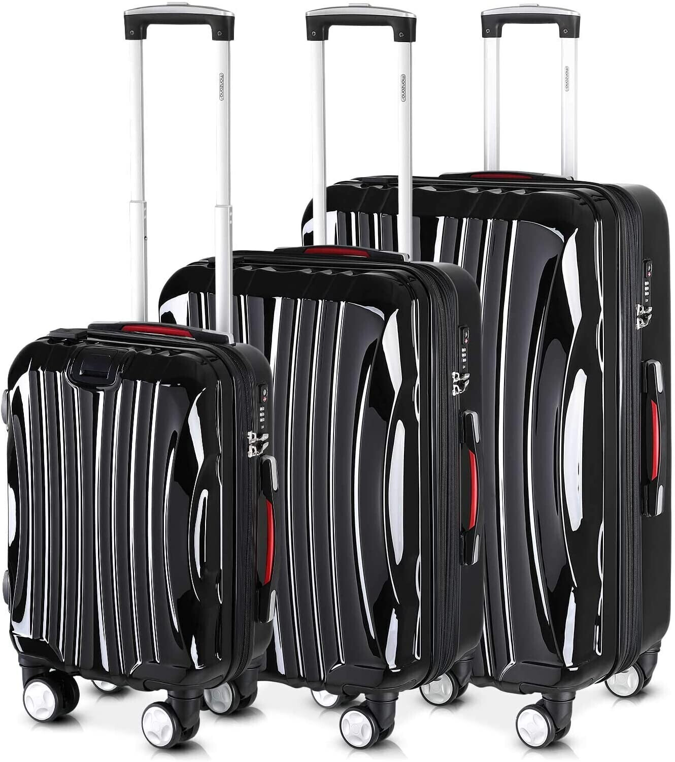 Monzana Hardshell Suitcase Ikarus Set 3 M,  L & XL black