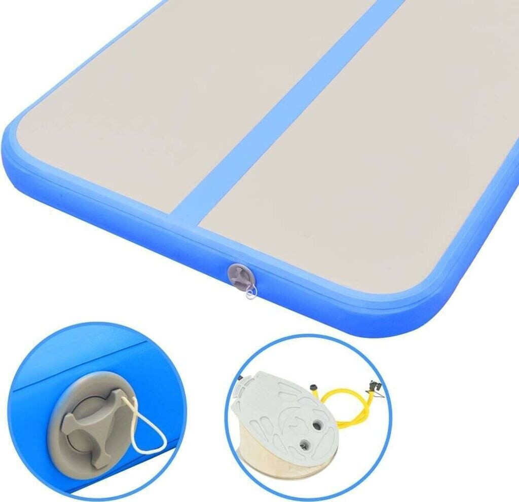 vidaXL Inflatable Gym Mat with Pump 600 x 100 x 10 cm blue