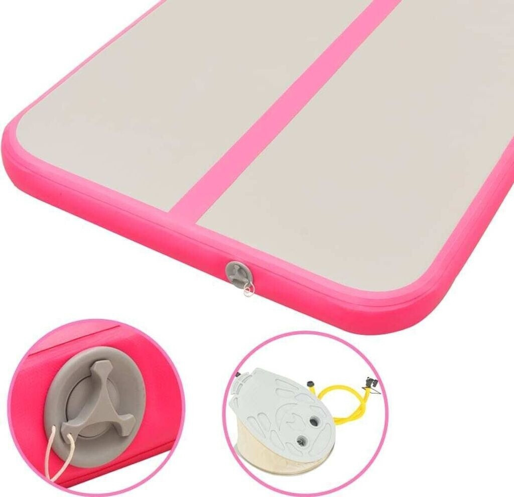 vidaXL Inflatable Gym Mat with Pump 800 x 100 x 10 cm pink