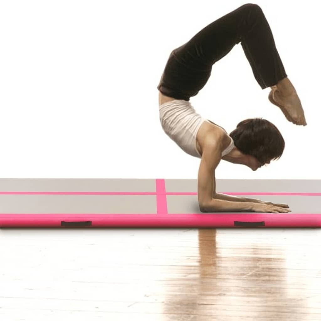 vidaXL Inflatable Gym Mat with Pump 400 x 100 x 10 cm pink