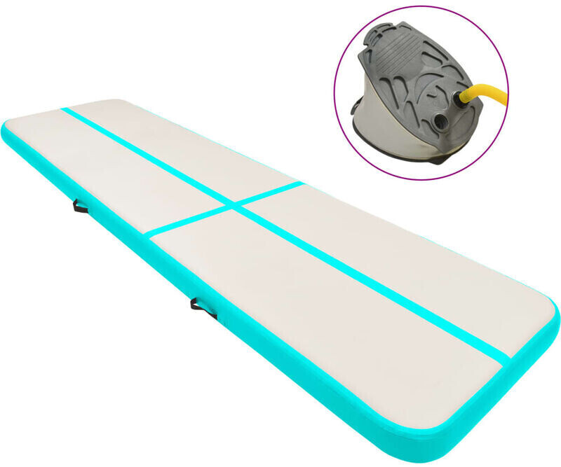 vidaXL Inflatable Gym Mat with Pump 700 x 100 x 20 cm green