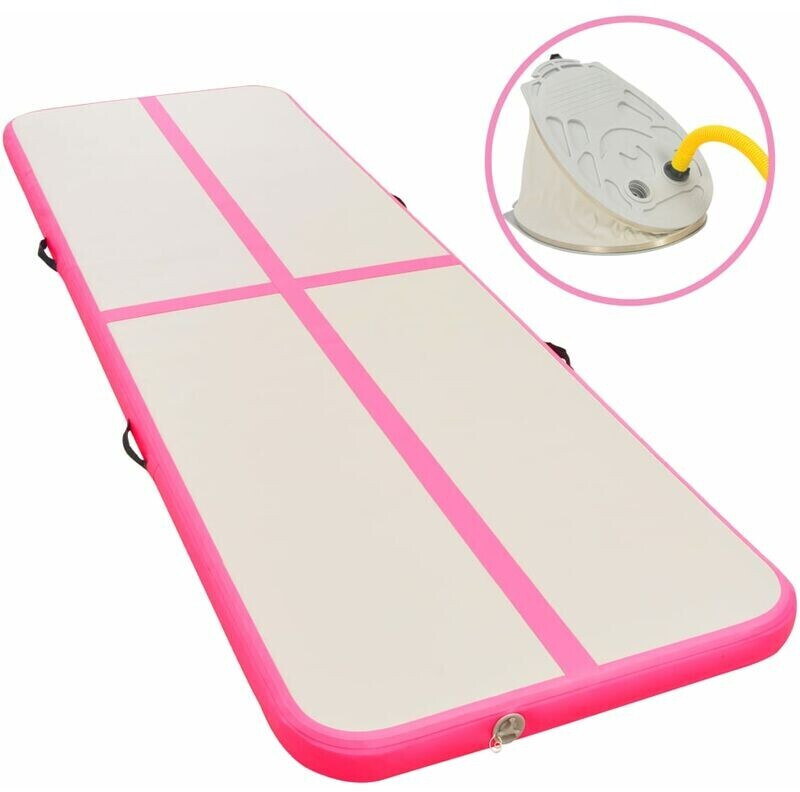 vidaXL Inflatable Gym Mat with Pump 500 x 100 x 10 cm pink