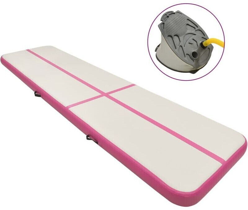 vidaXL Inflatable Gym Mat with Pump 600 x 100 x 20 cm pink