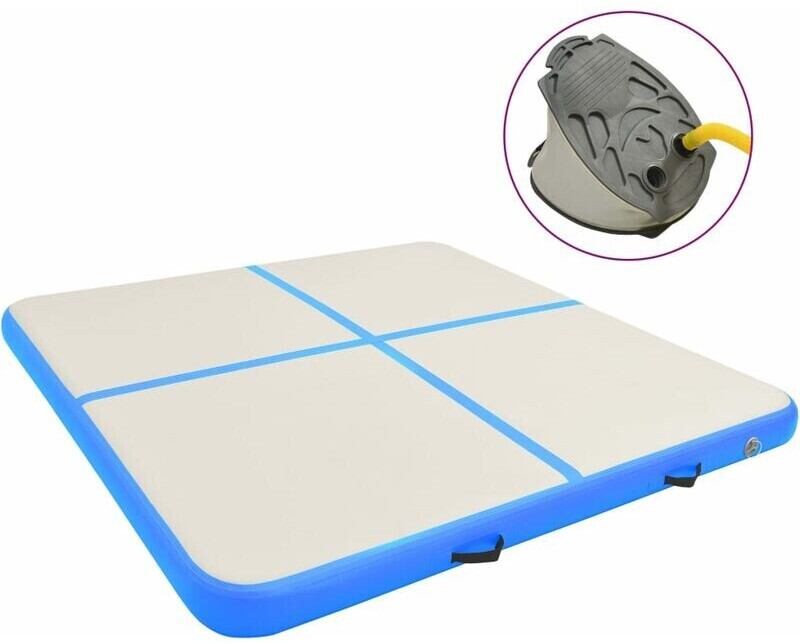 vidaXL Inflatable Gym Mat with Pump 200 x 200 x 10 cm blue