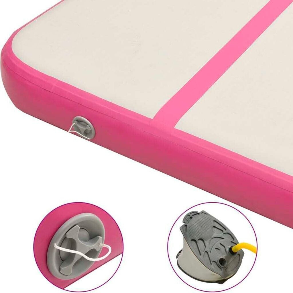 vidaXL Inflatable Gym Mat with Pump 500 x 100 x 15 cm pink