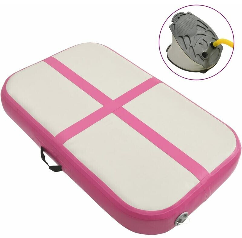 vidaXL Inflatable Gym Mat with Pump 60 x 100 x 15 cm pink