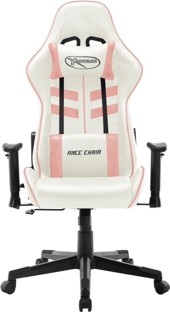 vidaXL Chaise gaming en PU (20506) blanc/rose