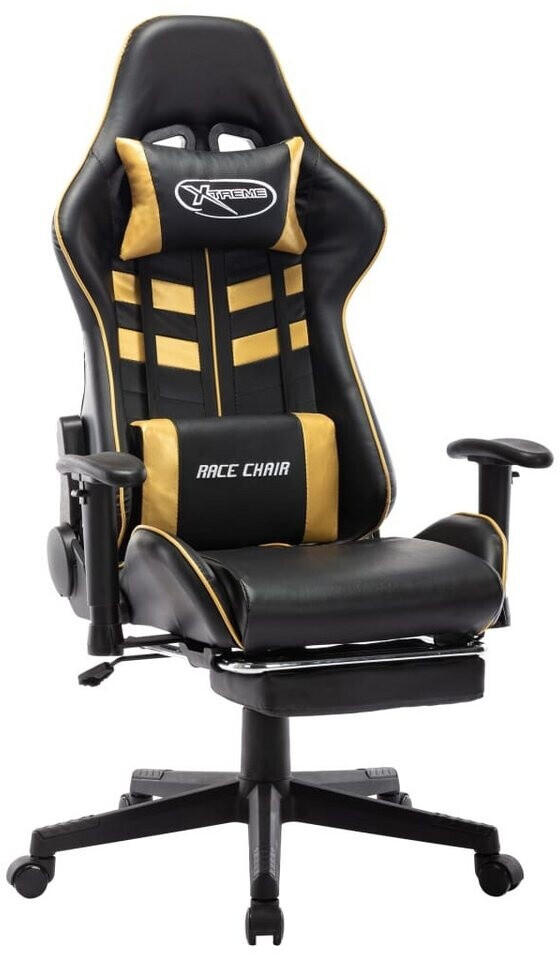 vidaXL Chaise gaming avec repose-pied (20512) noir/doré