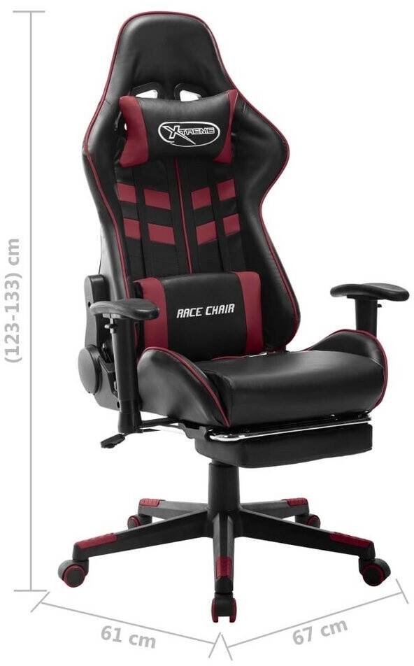 vidaXL Chaise gaming avec repose-pied (20512) noir/rouge