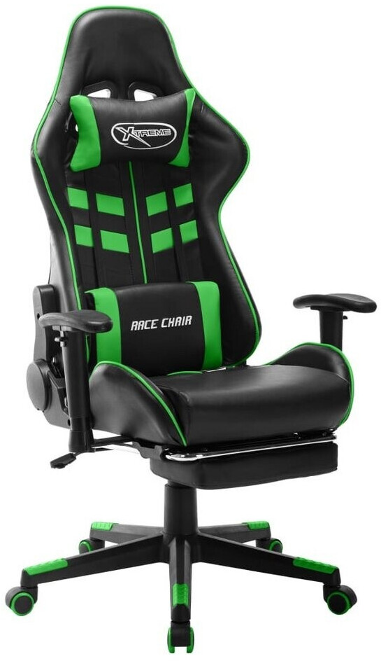 vidaXL Chaise gaming avec repose-pied (20512) noir/vert