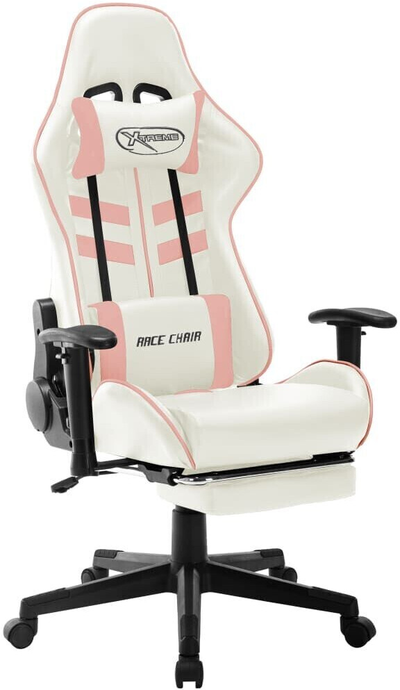 vidaXL Chaise gaming avec repose-pied (20512) blanc/rose