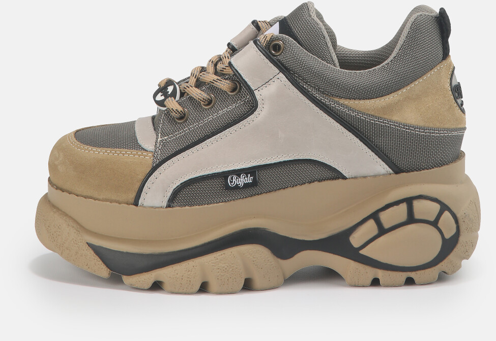 Buffalo London Classic Low Leather velour beige/white/grey
