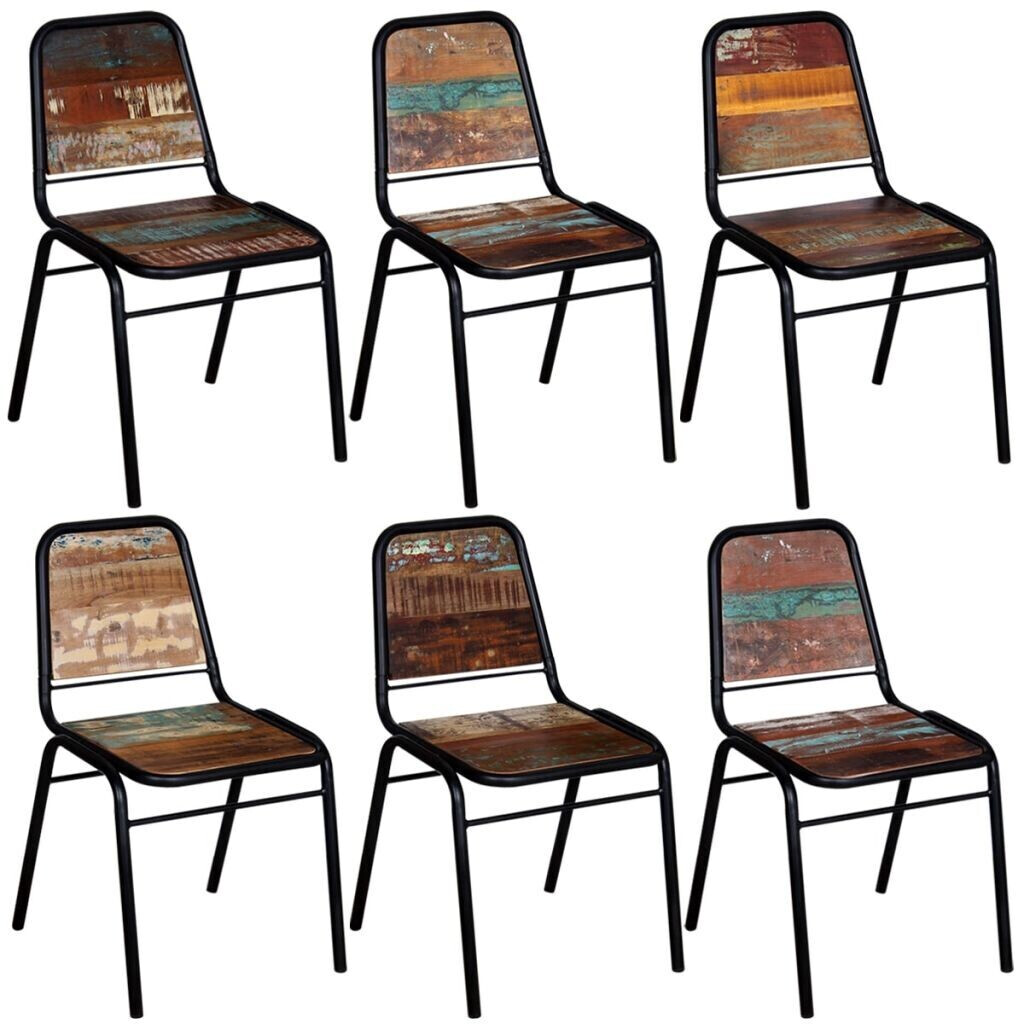 vidaXL Chaise rétro en bois de récupération (lot de 6)