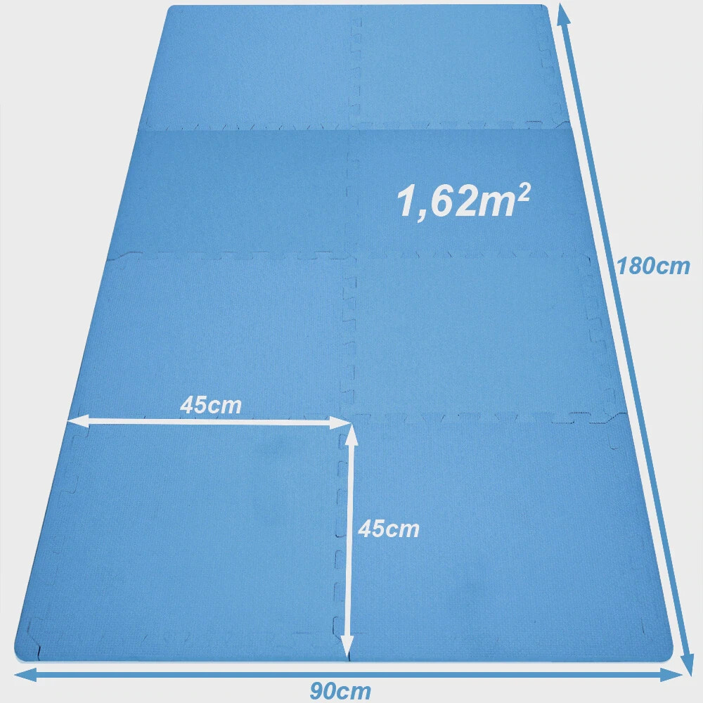 Monzana Floor Protection/ Puzzle Mat Set of 8 Blue 180x90x1cm