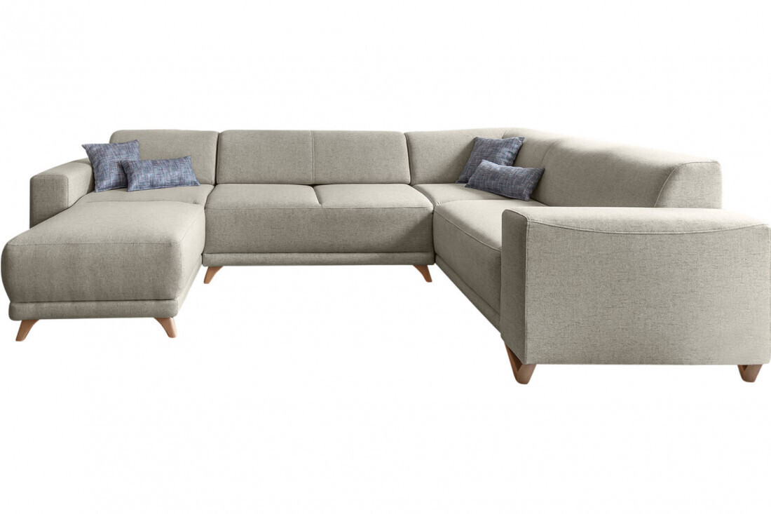 Bobochic Canapé d'angle droit panoramique Bella beige