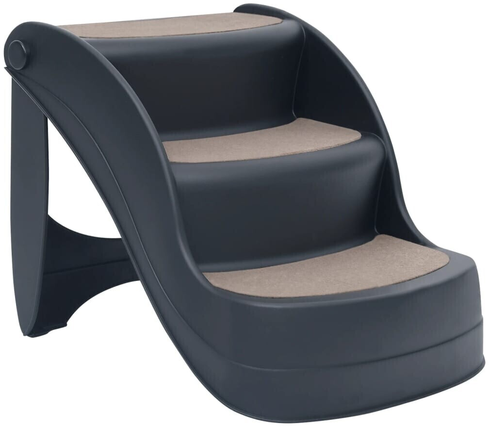 vidaXL Escalier pliable à 3 marches pour chiens gris