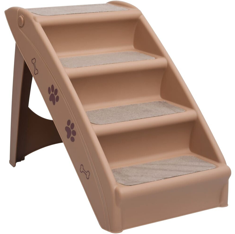 vidaXL Escalier pliable à 4 marches pour chiens marron