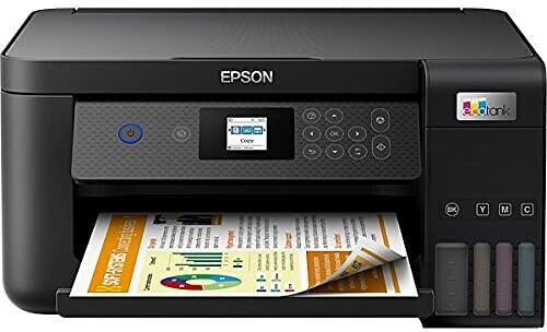 Epson EcoTank ET-2826, Impresora WiFi A4 Multifunción con Depósito de Tinta  Recargable y Pantalla LCD, 3 en 1: Impresión, Copiadora, Escáner, Mobile