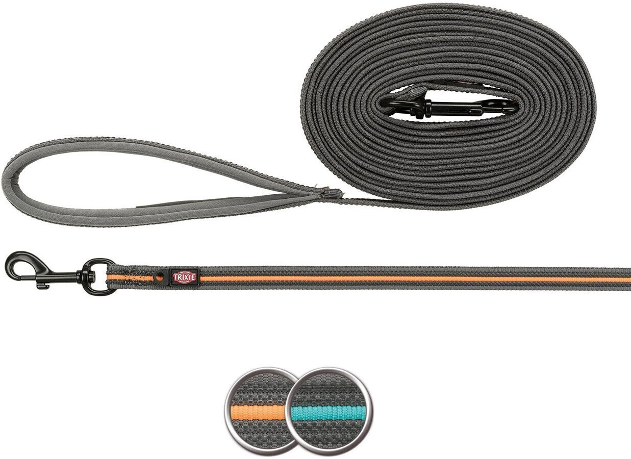 Trixie Longe pour chien M-XL 3m 17mm graphit/papaya Trixie Longe pour chien M-XL 3m 17mm graphit/papaya