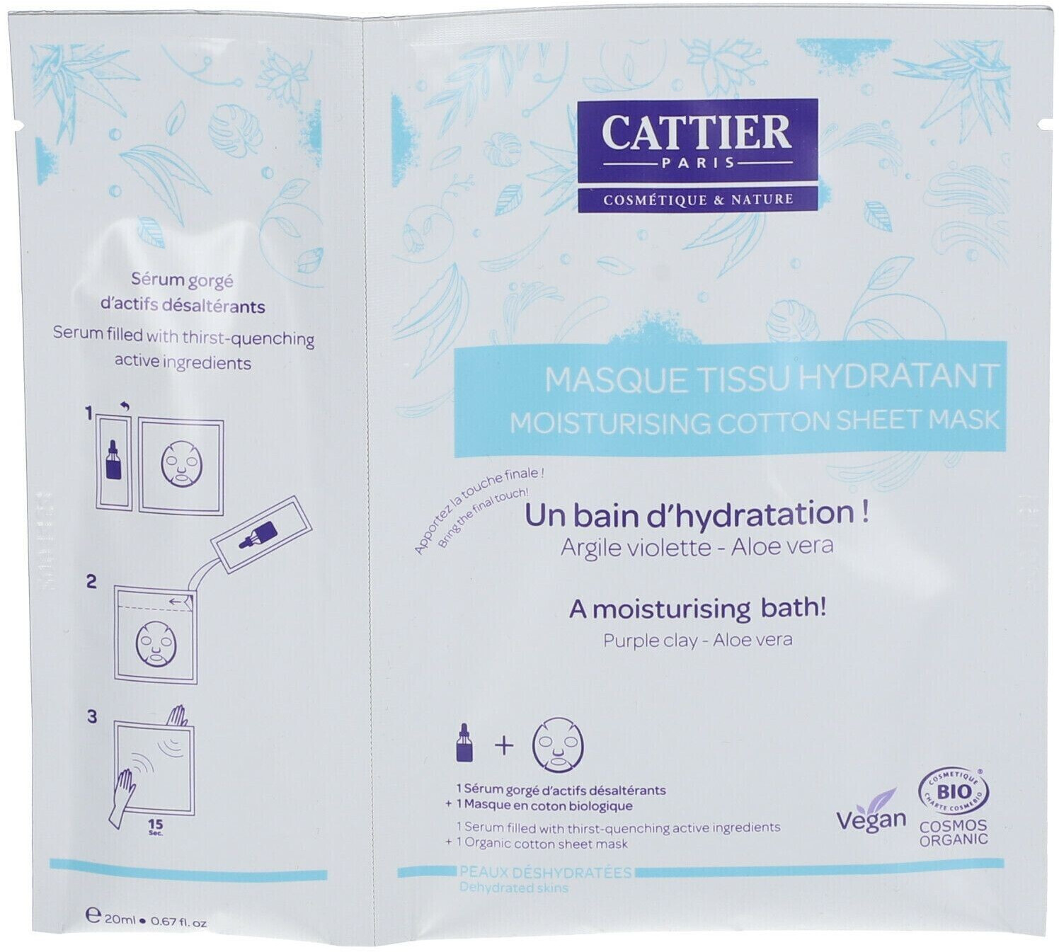 Cattier Masque tissu hydratant (20 ml)