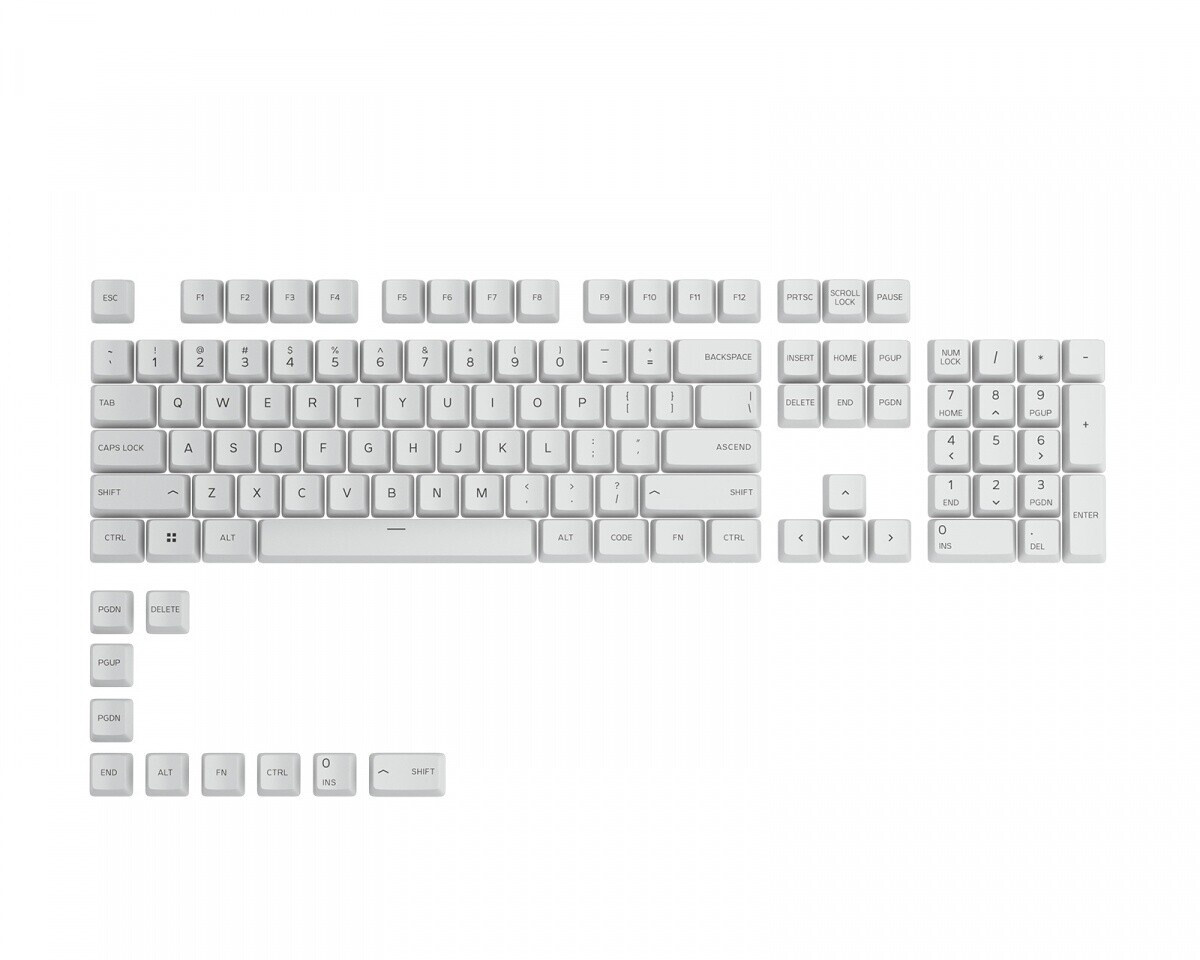Glorious PC Gaming Race GPBT Keycaps Arctic White US
