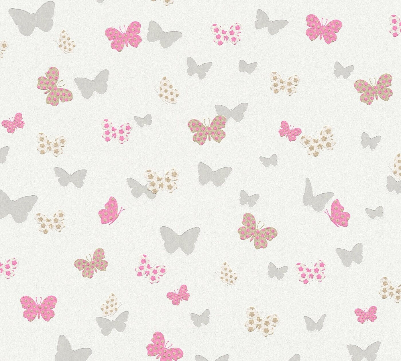 A.S. Creation Attractive Butterfly white-grey-pink