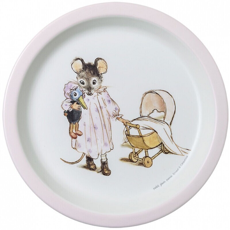 Petit Jour Paris Assiette bébé Ernest et Célestine rose Ø18 cm