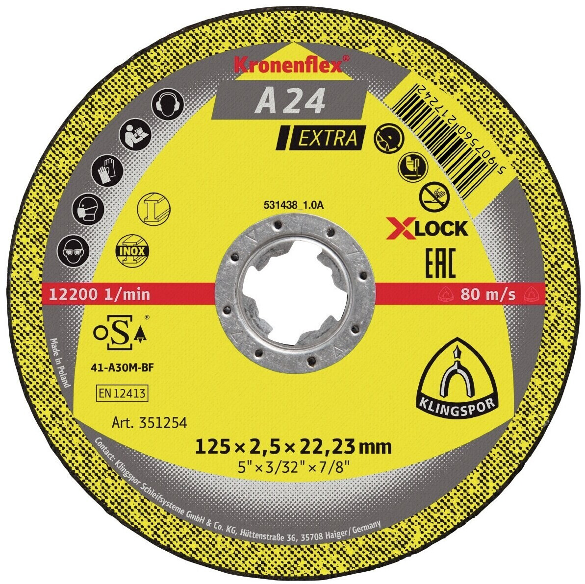 Klingspor A24EX X LOCK 125 x 2,5 mm (351254)