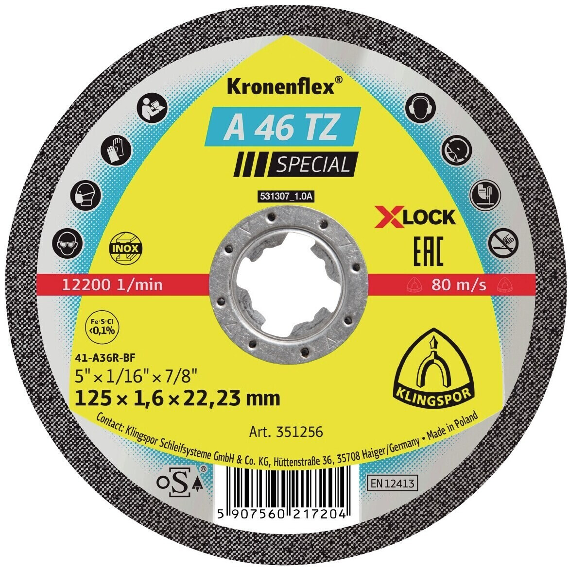 Klingspor A46TZ X LOCK 125 x 1,6 mm (351256)