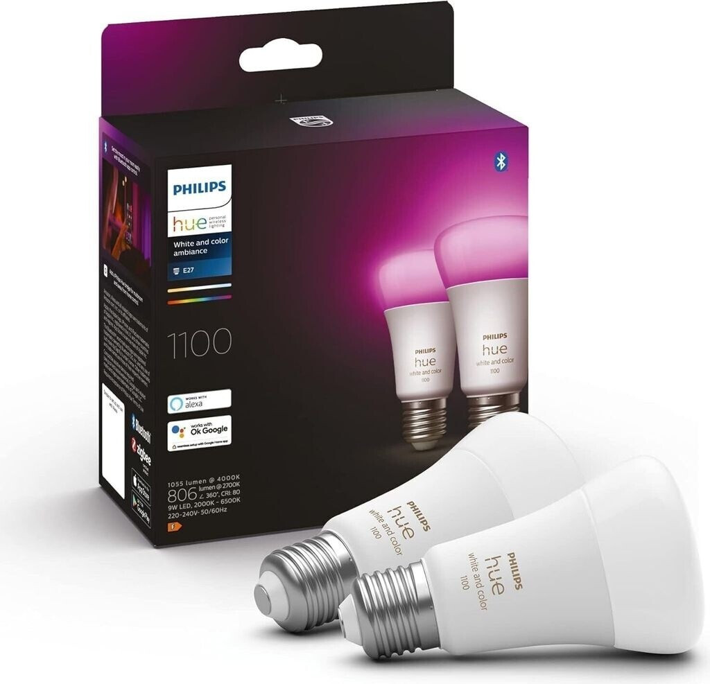 Philips Hue - Lot de 2 ampoules connectées 10W E27 - White & Color