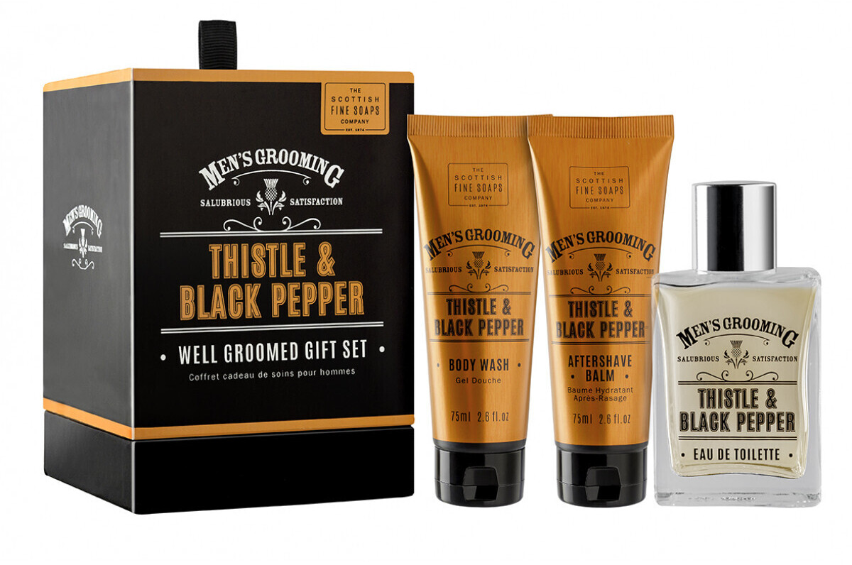 Scottish Fine Soaps Men’s Grooming Thistle & Black Pepper Gift Set (3 pcs.)