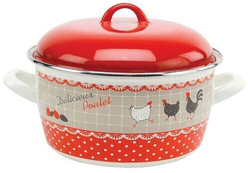 Baumalu Faitout avec couvercle - Motif poule Ø24 cm