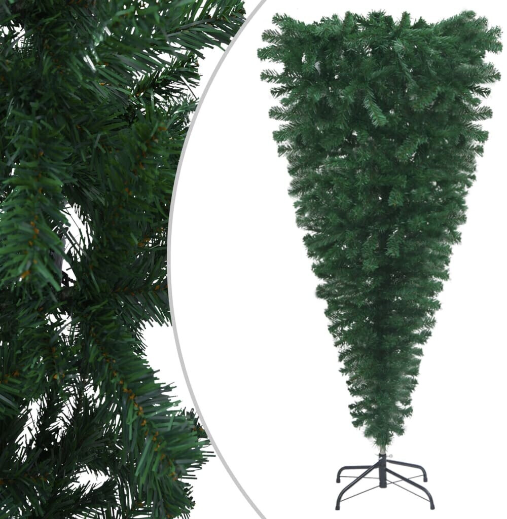 vidaXL Sapin de Noël artificiel renversé avec support vert 210 cm