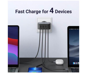 UGREEN 100W 4 ports GaN USB C Chargeur rapide pour ordinateur portable  Prise de charge Type C Adaptateur secteur compatible avec MacBook Pro/Air, iPhone  14 Pro Max/14/13, iPad Pro/Mini, Galaxy S22 d'ordinateurs